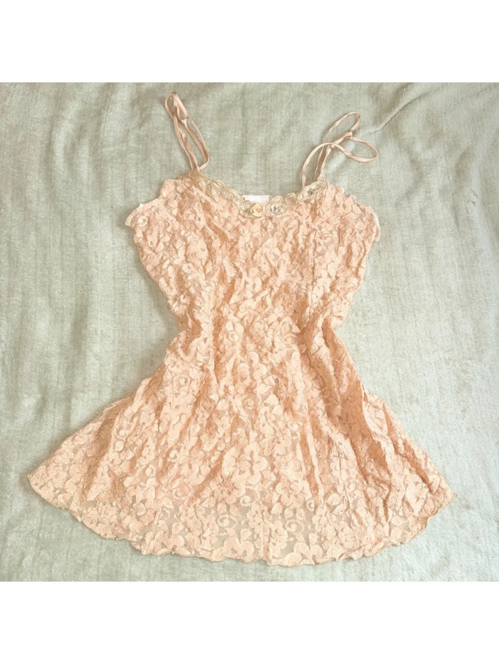 coquette vintage cottagecore secret treasures lace with sequined trim slip dress